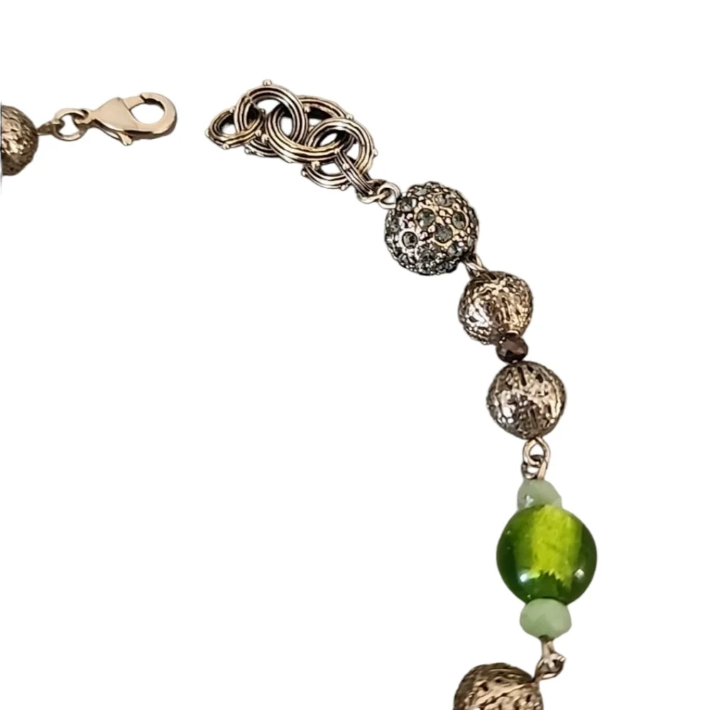 VINTAGE Chunky Glass Bead Charm Bracelet Anklet Boho Moroccan Style Statement - Picture 8 of 16